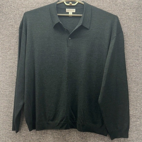 Pronto Uomo Sweater 5x Dark Green 100 Extra Fine Merino Collared‎ Career Wool - Picture 1 of 11